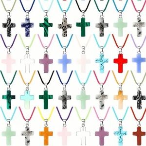 3pcs Colorful Cross Pendant Necklace Set for Kids